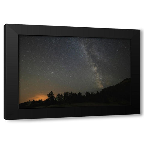 USA-Colorado-Eleven Mile Canyon The Milky Way galaxy and forest silhouette at night Black Modern Wood Framed Art Print by Jaynes Gallery