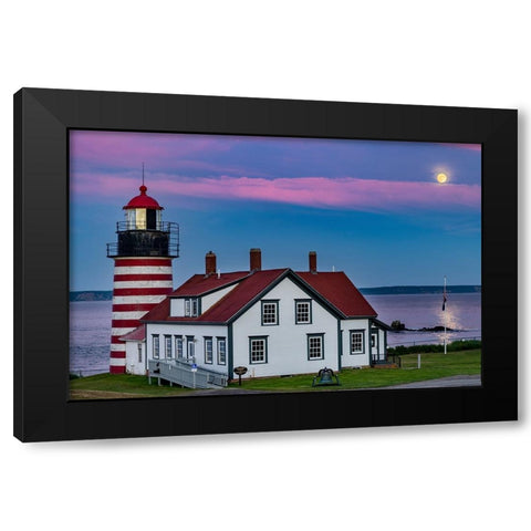 West Quoddy Head Lighthouse is the easternmost point in USA near Lubec-Maine-USA Black Modern Wood Framed Art Print by Haney, Chuck