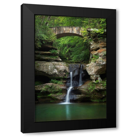 Old Mans Cave Upper Falls-Hocking Hills State Park-Ohio Black Modern Wood Framed Art Print with Double Matting by Majchrowicz, Alan