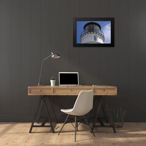 OR, Winchester Bay Umpqua River Lighthouse Black Modern Wood Framed Art Print by Kaveney, Wendy