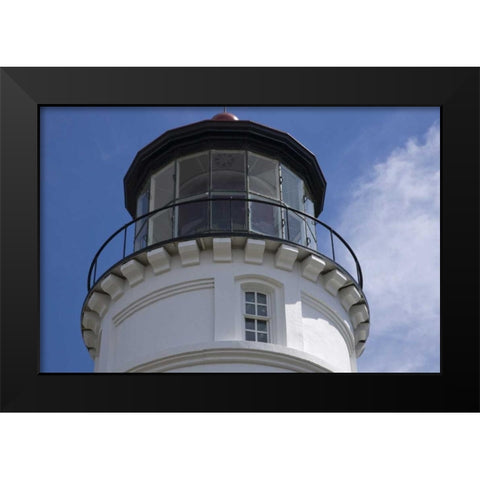 OR, Winchester Bay Umpqua River Lighthouse Black Modern Wood Framed Art Print by Kaveney, Wendy