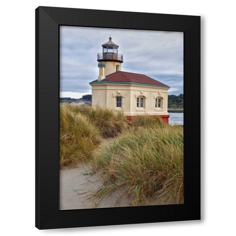 Oregon, Bandon Coquille River Lighthouse Black Modern Wood Framed Art Print by Carter, Jean