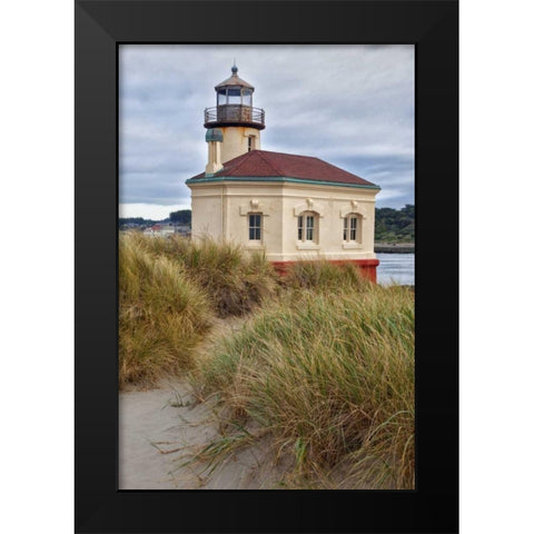 Oregon, Bandon Coquille River Lighthouse Black Modern Wood Framed Art Print by Carter, Jean