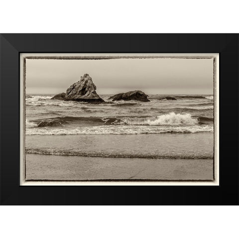 Usa-Oregon-Bandon Bandon Beach Black Modern Wood Framed Art Print by Looney, Hollice