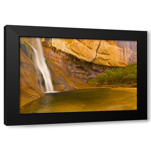 UT, Lower Calf Creek Falls Waterfall into pool Black Modern Wood Framed Art Print with Double Matting by Illg, Cathy and Gordon