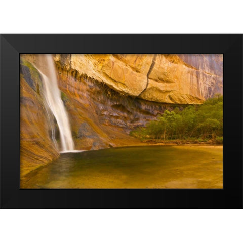 UT, Lower Calf Creek Falls Waterfall into pool Black Modern Wood Framed Art Print by Illg, Cathy and Gordon