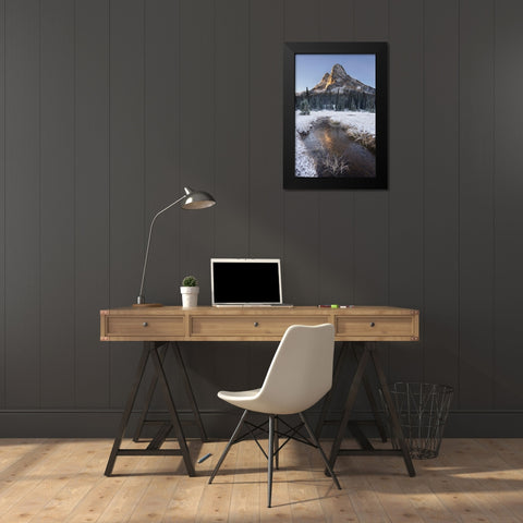 Fresh autumn snow on Liberty Bell Mountain and meadows of Washington State Pass Black Modern Wood Framed Art Print by Majchrowicz, Alan