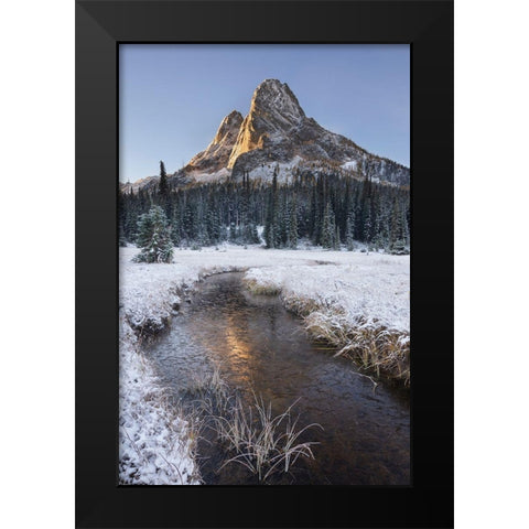 Fresh autumn snow on Liberty Bell Mountain and meadows of Washington State Pass Black Modern Wood Framed Art Print by Majchrowicz, Alan