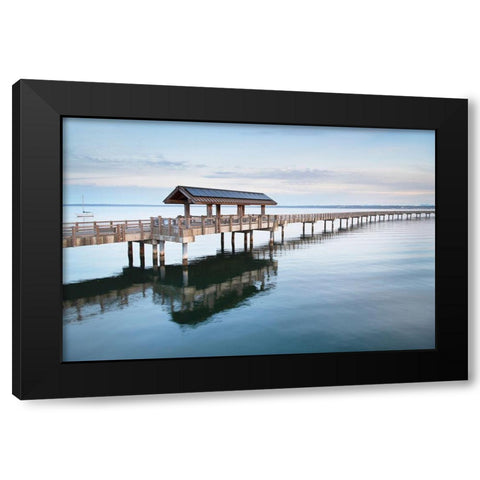 Boulevard Park Boardwalk-Taylor Dock on Bellingham Bay-Bellingham Black Modern Wood Framed Art Print by Majchrowicz, Alan