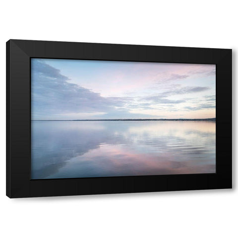 Clouds reflected in calm waters of Bellingham Bay-Washington State Black Modern Wood Framed Art Print by Majchrowicz, Alan