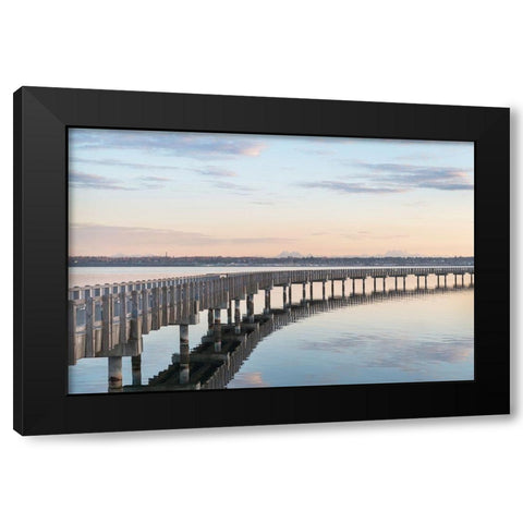 Boulevard Park Boardwalk-Taylor Dock on Bellingham Bay-Bellingham-Washington State Black Modern Wood Framed Art Print by Majchrowicz, Alan