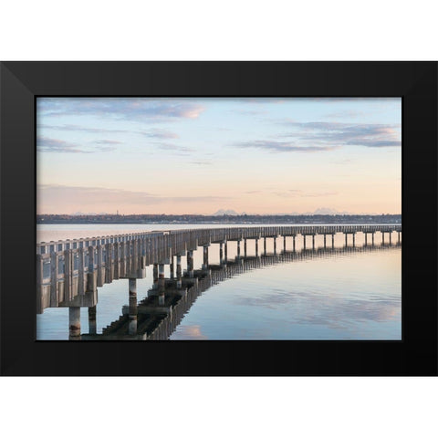 Boulevard Park Boardwalk-Taylor Dock on Bellingham Bay-Bellingham-Washington State Black Modern Wood Framed Art Print by Majchrowicz, Alan