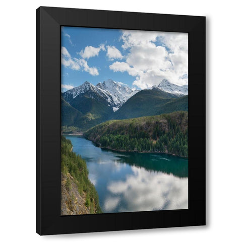 Colonial Peak-Pyramid Peak-and Diablo Lake-Ross Lake National Recreation Area-North Cascades Black Modern Wood Framed Art Print by Majchrowicz, Alan