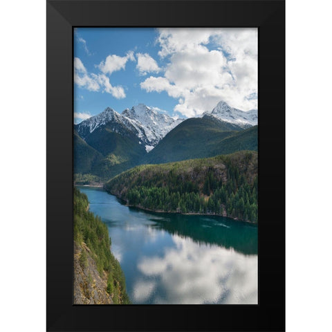 Colonial Peak-Pyramid Peak-and Diablo Lake-Ross Lake National Recreation Area-North Cascades Black Modern Wood Framed Art Print by Majchrowicz, Alan