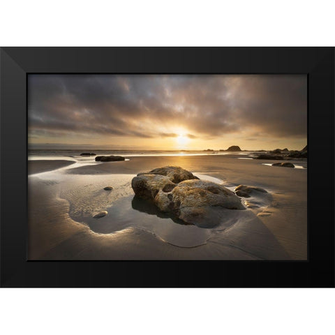 Kalaloch Beach sunset-Olympic National Park-Washington State Black Modern Wood Framed Art Print by Majchrowicz, Alan