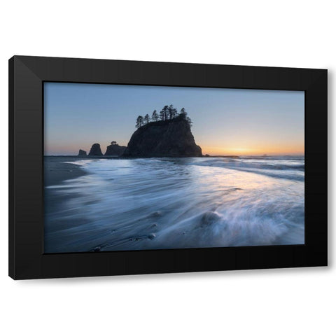 Little James Island sunset-Olympic National Park-Washington State Black Modern Wood Framed Art Print by Majchrowicz, Alan