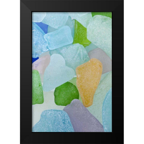 USA, Washington Close-up of colorful beach glass Black Modern Wood Framed Art Print by Paulson, Don