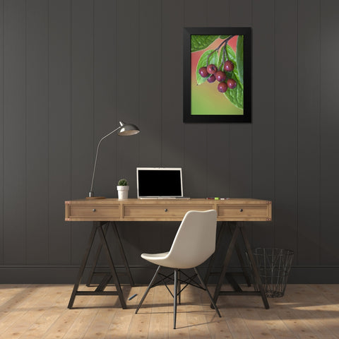 Washington Cotoneaster berries on the vine Black Modern Wood Framed Art Print by Paulson, Don