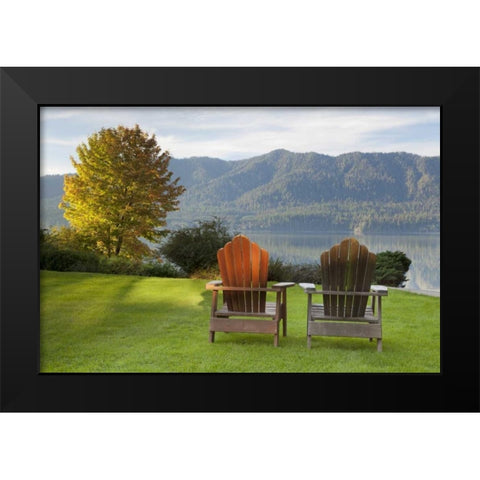 WA, Quinault Landscape view from Quinault Lodge Black Modern Wood Framed Art Print by Paulson, Don