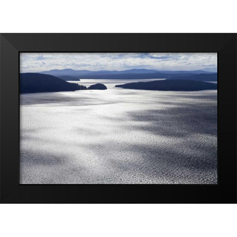 Washington, San Juans Aerial view of islands Black Modern Wood Framed Art Print by Paulson, Don