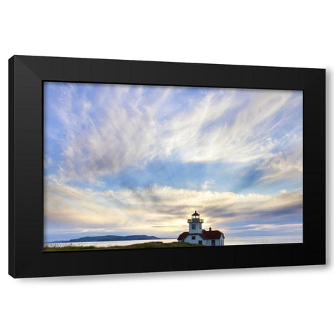 Washington Sunset on Patos Island Lighthouse Black Modern Wood Framed Art Print with Double Matting by Paulson, Don