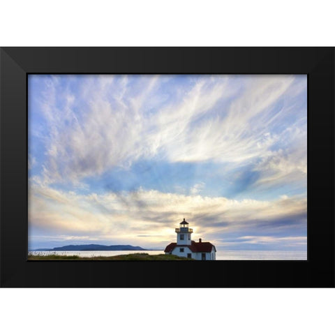 Washington Sunset on Patos Island Lighthouse Black Modern Wood Framed Art Print by Paulson, Don