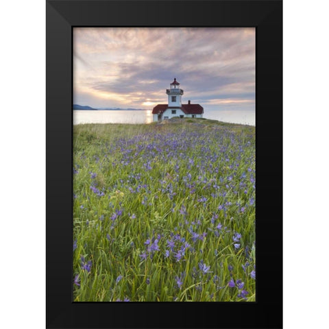 Washington Sunset on Patos Island Lighthouse Black Modern Wood Framed Art Print by Paulson, Don