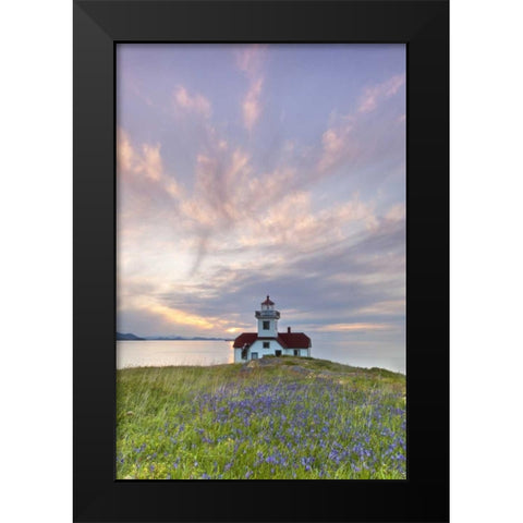 Washington Sunset on Patos Island Lighthouse Black Modern Wood Framed Art Print by Paulson, Don