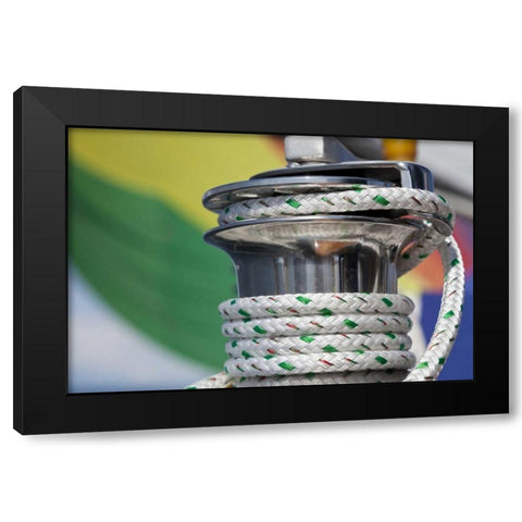 WA, San Juans Sailboat winch with coiled rope Black Modern Wood Framed Art Print with Double Matting by Paulson, Don