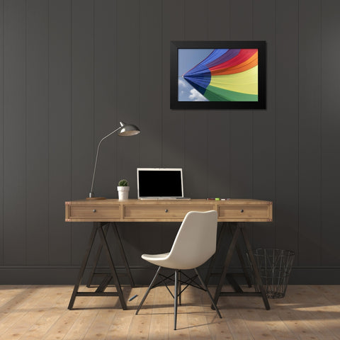 WA, San Juans Underside view of spinnaker flying Black Modern Wood Framed Art Print by Paulson, Don