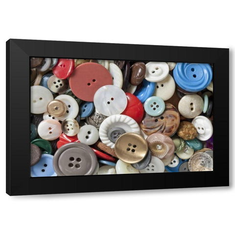 WA, Seabeck Assortment of buttons for mending Black Modern Wood Framed Art Print with Double Matting by Paulson, Don