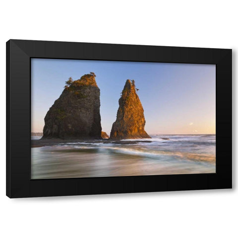 WA, Olympic NP Sunset on Rialto Beach Black Modern Wood Framed Art Print with Double Matting by Paulson, Don