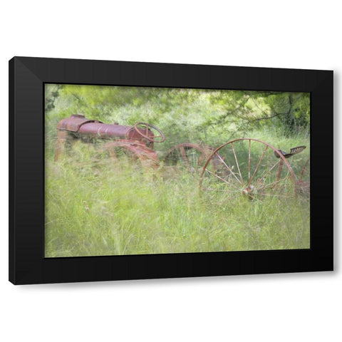 WA, Seabeck Rusty old tractor in grasses Black Modern Wood Framed Art Print with Double Matting by Paulson, Don