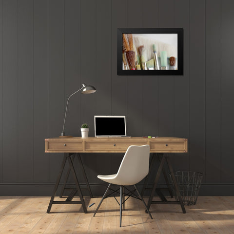 Washington, Seabeck Close-up of artists brushes Black Modern Wood Framed Art Print by Paulson, Don