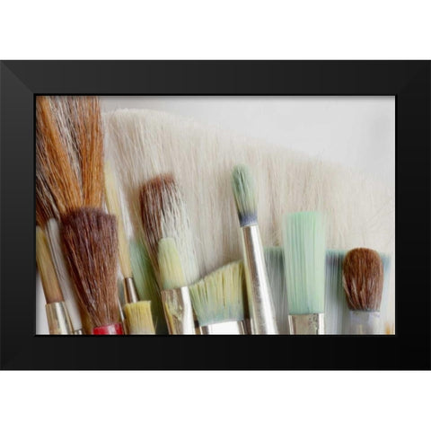 Washington, Seabeck Close-up of artists brushes Black Modern Wood Framed Art Print by Paulson, Don