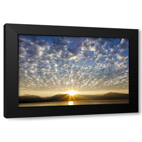 WA, Seabeck, Olympic Mts Sunset over Hood Canal Black Modern Wood Framed Art Print with Double Matting by Paulson, Don