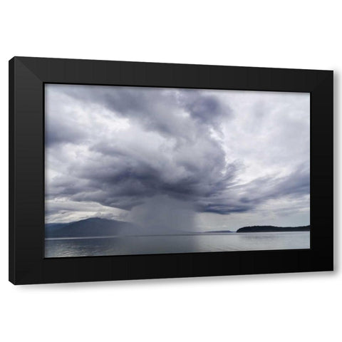 Washington, Seabeck Rainstorm over Hood Canal Black Modern Wood Framed Art Print with Double Matting by Paulson, Don