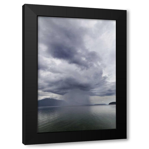 Washington, Seabeck Rainstorm over Hood Canal Black Modern Wood Framed Art Print with Double Matting by Paulson, Don