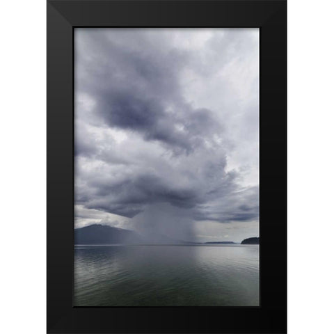 Washington, Seabeck Rainstorm over Hood Canal Black Modern Wood Framed Art Print by Paulson, Don