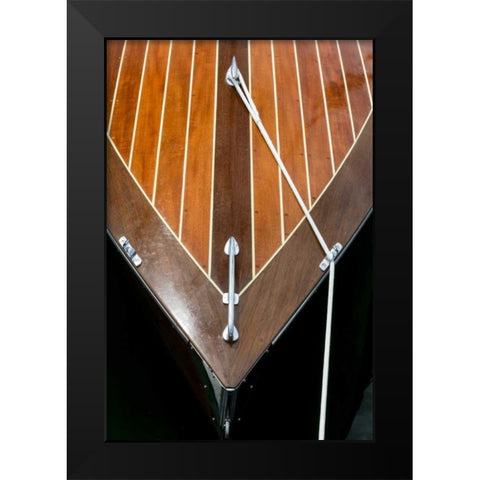 WA, Boat bow at a Wooden Boat Festival Black Modern Wood Framed Art Print by Paulson, Don