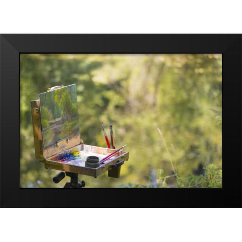 WA, Bainbridge Island Scenic painting on a mount Black Modern Wood Framed Art Print by Paulson, Don
