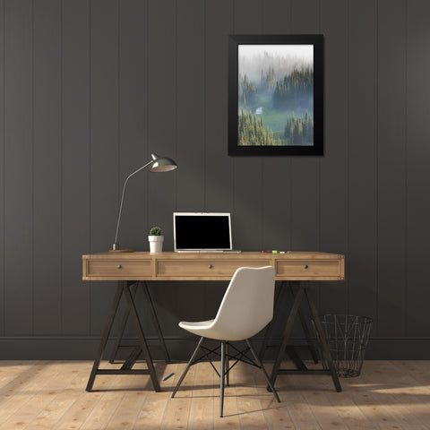 WA, Mount Rainier NP Overview of Surprise Lake Black Modern Wood Framed Art Print by Paulson, Don