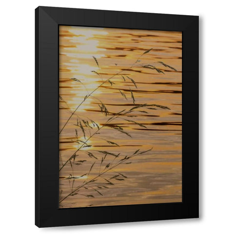 Washington Sunset on water and grasses Black Modern Wood Framed Art Print with Double Matting by Paulson, Don