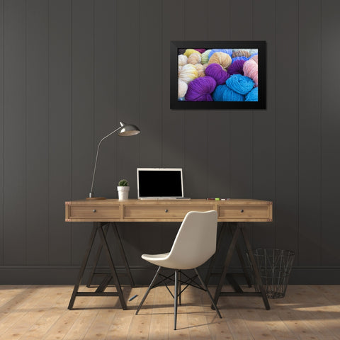 Washington, Seabeck Balls of colorful yarn Black Modern Wood Framed Art Print by Paulson, Don