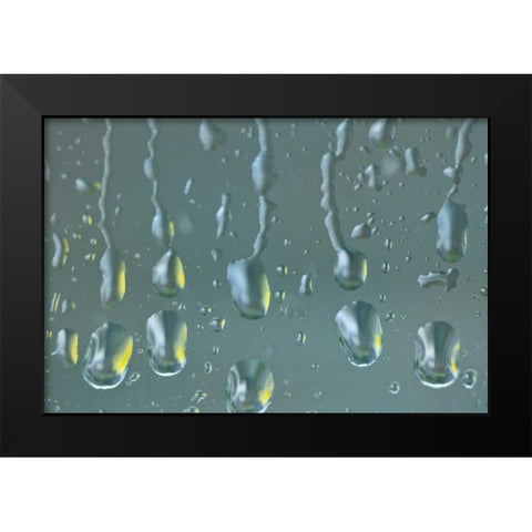 Washington State, Seabeck Raindrops on a window Black Modern Wood Framed Art Print by Paulson, Don