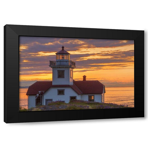 Washington, San Juan Islands Patos Lighthouse Black Modern Wood Framed Art Print with Double Matting by Paulson, Don