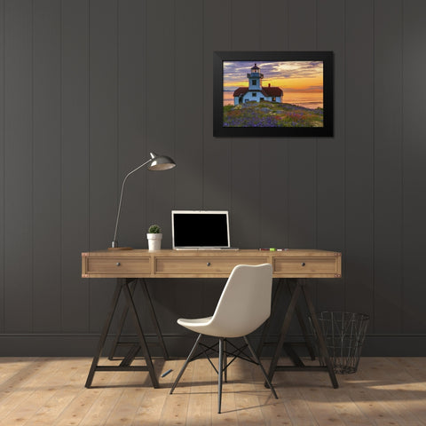 Washington, San Juan Islands Patos Lighthouse Black Modern Wood Framed Art Print by Paulson, Don