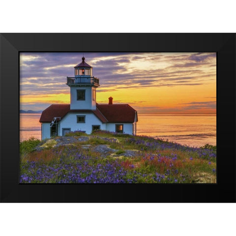 Washington, San Juan Islands Patos Lighthouse Black Modern Wood Framed Art Print by Paulson, Don