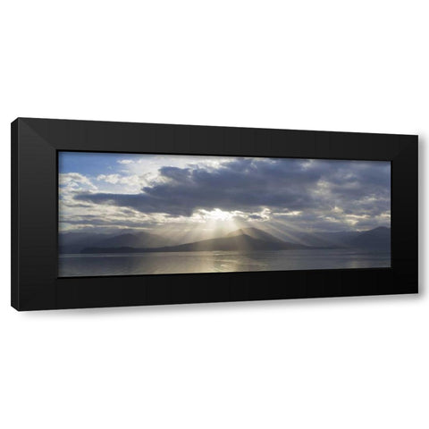 WA, Seabeck God rays over Hood Canal Black Modern Wood Framed Art Print with Double Matting by Paulson, Don