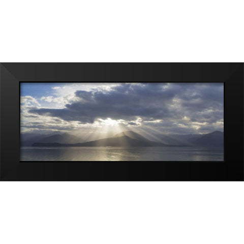 WA, Seabeck God rays over Hood Canal Black Modern Wood Framed Art Print by Paulson, Don